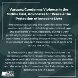 Vasquez Statement on Violence in Middle East